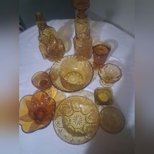 Vintage Amber Glassware Set